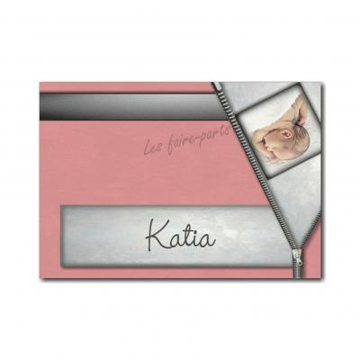 marque-place fermeture eclair rose et gris