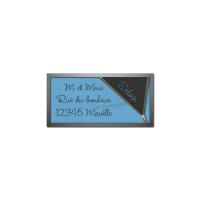 étiquette adresse bleu et gris foncé