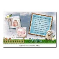 faire part mouton bleu avec fond nuage