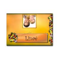 marque-place avec photo fleurs sur fond orange