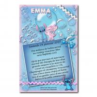 faire part stitch et angel rose et bleu