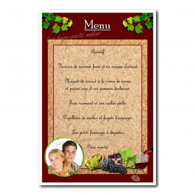 carte de menu raisin vin fond bordeaux