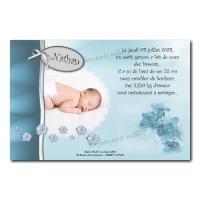 faire part bleu clair fleur blanche