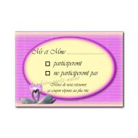 coupon réponse rose avec cygne sur fond jaune