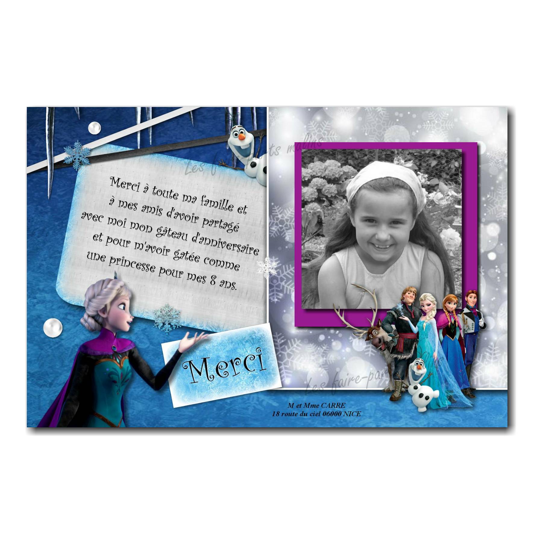 Carte Anniversaire 6 Ans La Reine Des Neiges