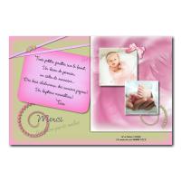carte de remerciements rose pâle coeurs spirale vert