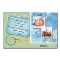 carte de remerciements petits coeurs bleu et vert