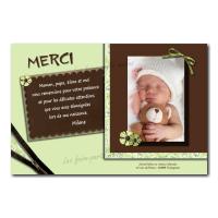 carte de remerciements douceur vert pâle et marron