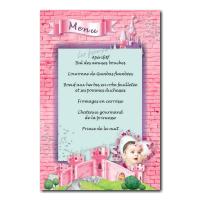 Menu princesse chateau rose et violet