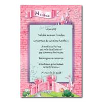 Menu chateau de princesse fond mur rose