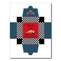 Boite à dragées cars avec bord en damier de drapeau