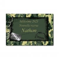 Etiquette bouteille soldat camouflée