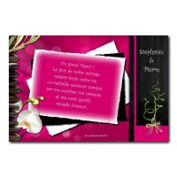 cartes de remerciements zen fuchsia et noir galets