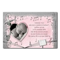 faire part musique coeur rose et gris