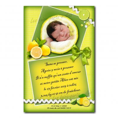 Faire part citron vert et jaune