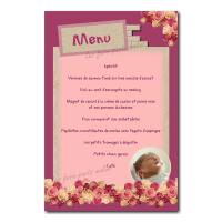 Menu fleur vieux rose et beige
