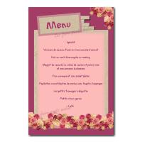 Menu fleur rose et beige