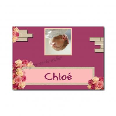 marque-place rose et beige brique fleur