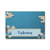 Marque-place fleur bleue et beige