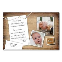 carte de remerciements fond bois
