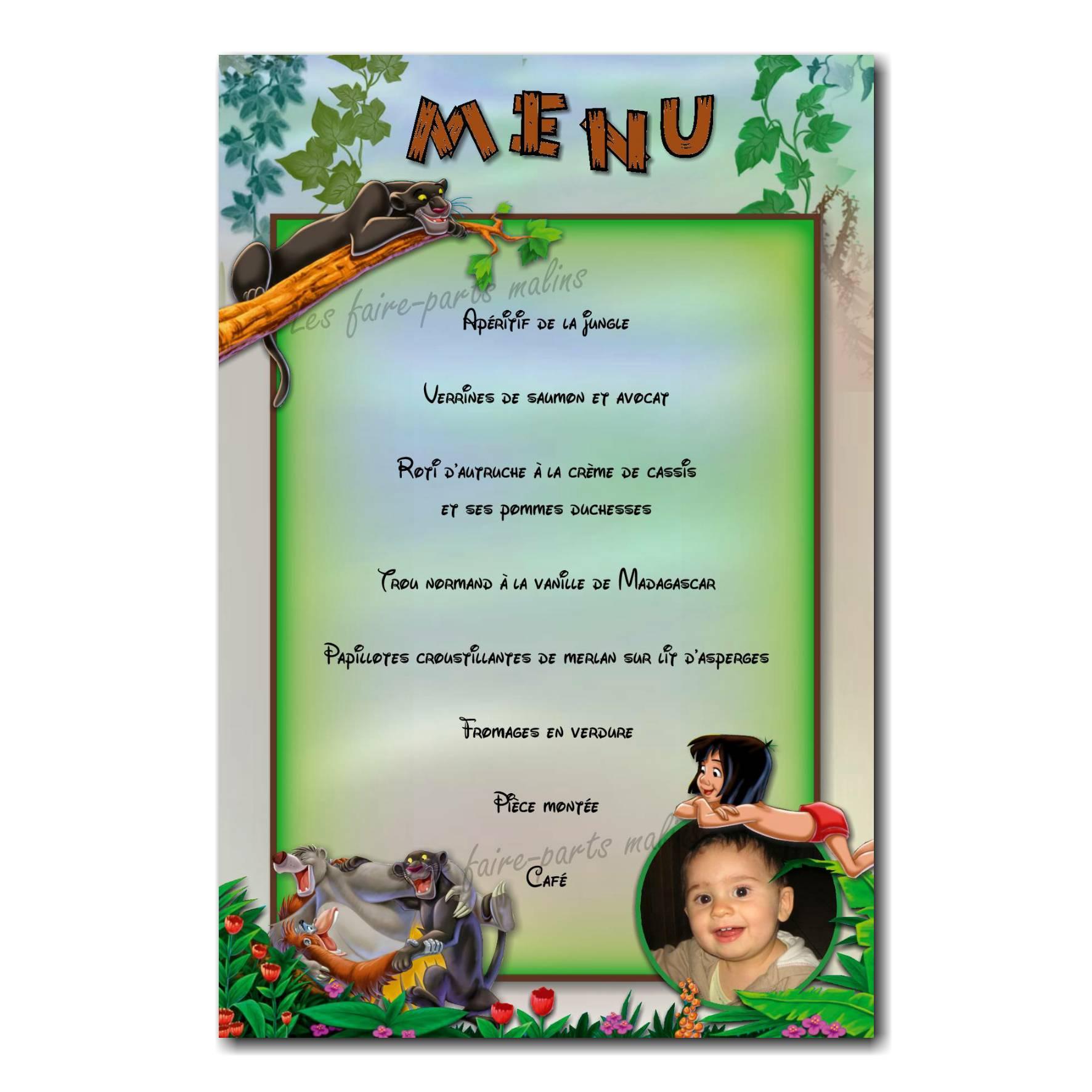 carte de menu avec mowgli