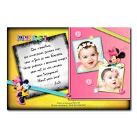 carte de remerciements minnie rose et jaune