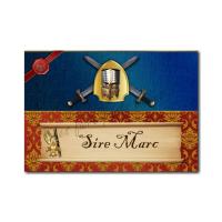 marque-place médiéval rouge et bleu royale