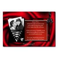 Faire part rouge et noir lacets entrelacés glamour