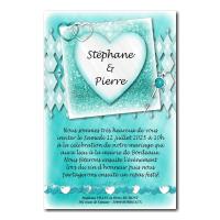 Faire part coeur elegant bleu et blanc