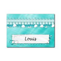 marque-place turquoise et blanc amour