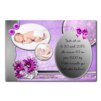faire part violet et gris fleur