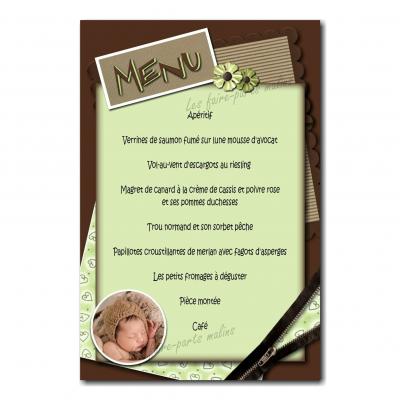 carte de menu vert et marron