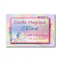 Etiquette bouteille licorne communion