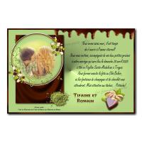 Faire part noix de pistache et coeur chocolat fondant