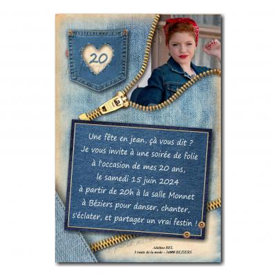 faire part anniversaire blue jean