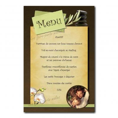 carte de menu zen marron et beige