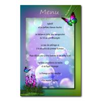 Menu papillon volants violet vert