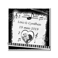 faire-part carré piano musique noir et blanc