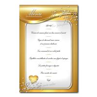 carte de menu paillettes sur fond doré