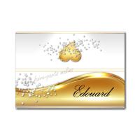 marque-place dorée avec diamants blancs
