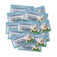 Etiquette dragées autocollante mouton bleu