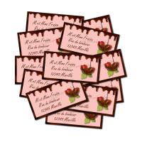 Etiquette dragées autocollante avec fraise et chocolat