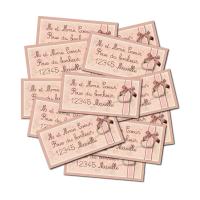 Etiquette dragées autocollante coeur et ruban