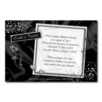 Faire part noir et blanc diamant anniversaire de mariage