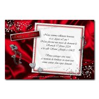 Faire part rouge et blanc diamant anniversaire de mariage