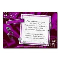 Faire part violet et blanc diamant anniversaire de mariage