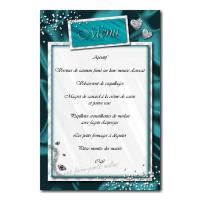 carte de menu petits diamants sur fond turquoise