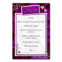 carte de menu petits diamants sur fond violet