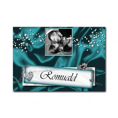 marque-place avec photo diamants éclat turquoise