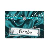 marque-place turquoise avec rivière de diamant
